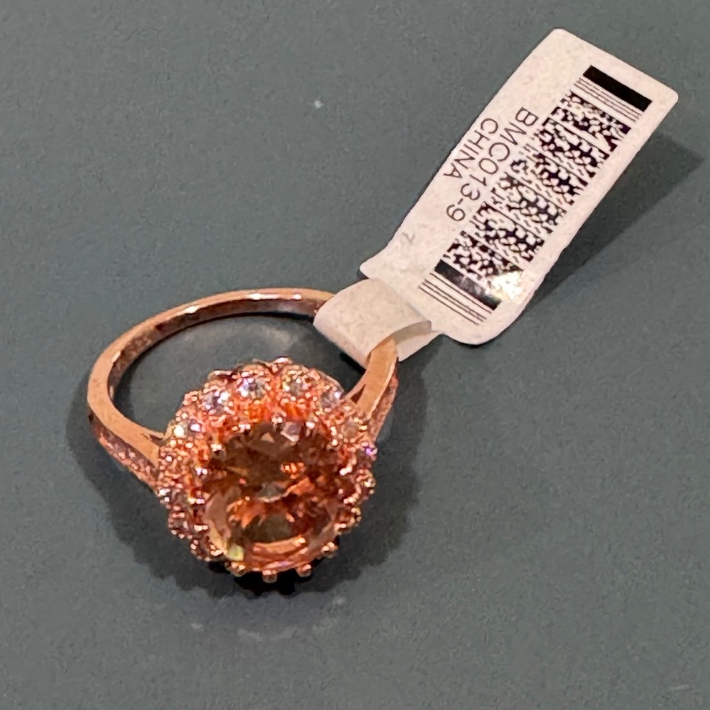 Morganite Simulant Pink Cubic Zirconia Rose Gold Over Sterling Silver JTV size 9